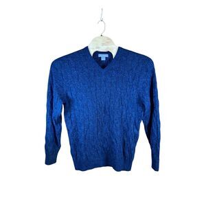 Daniel Cremieux Sweater 100% Alpaca Navy Blue VNeck Sweater Large (L)